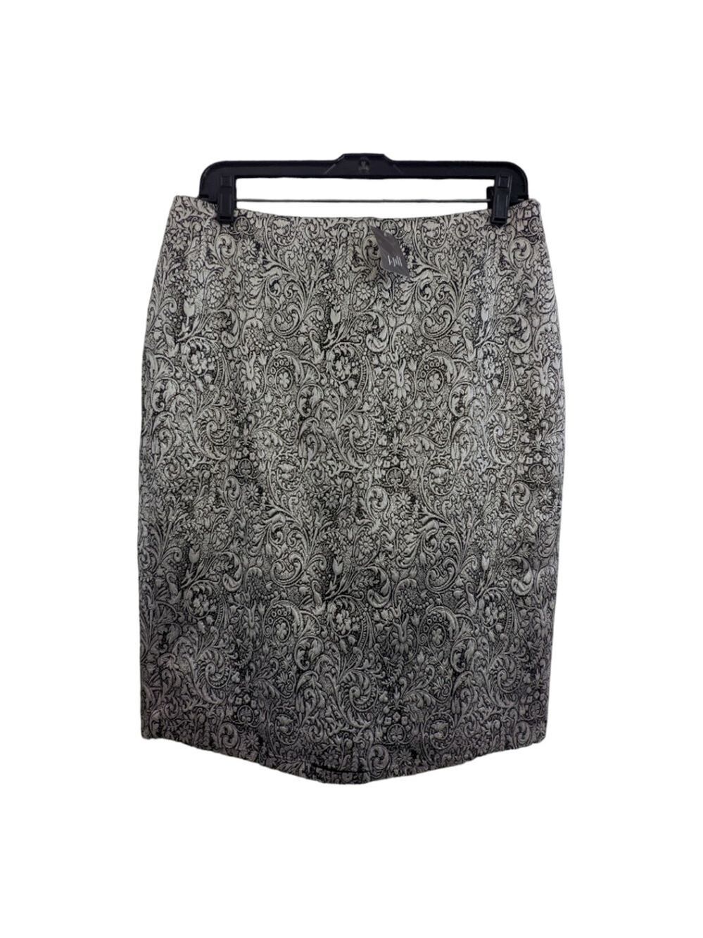 NEW J Jill black and tan jacquard print side zip, lined skirt,size 8